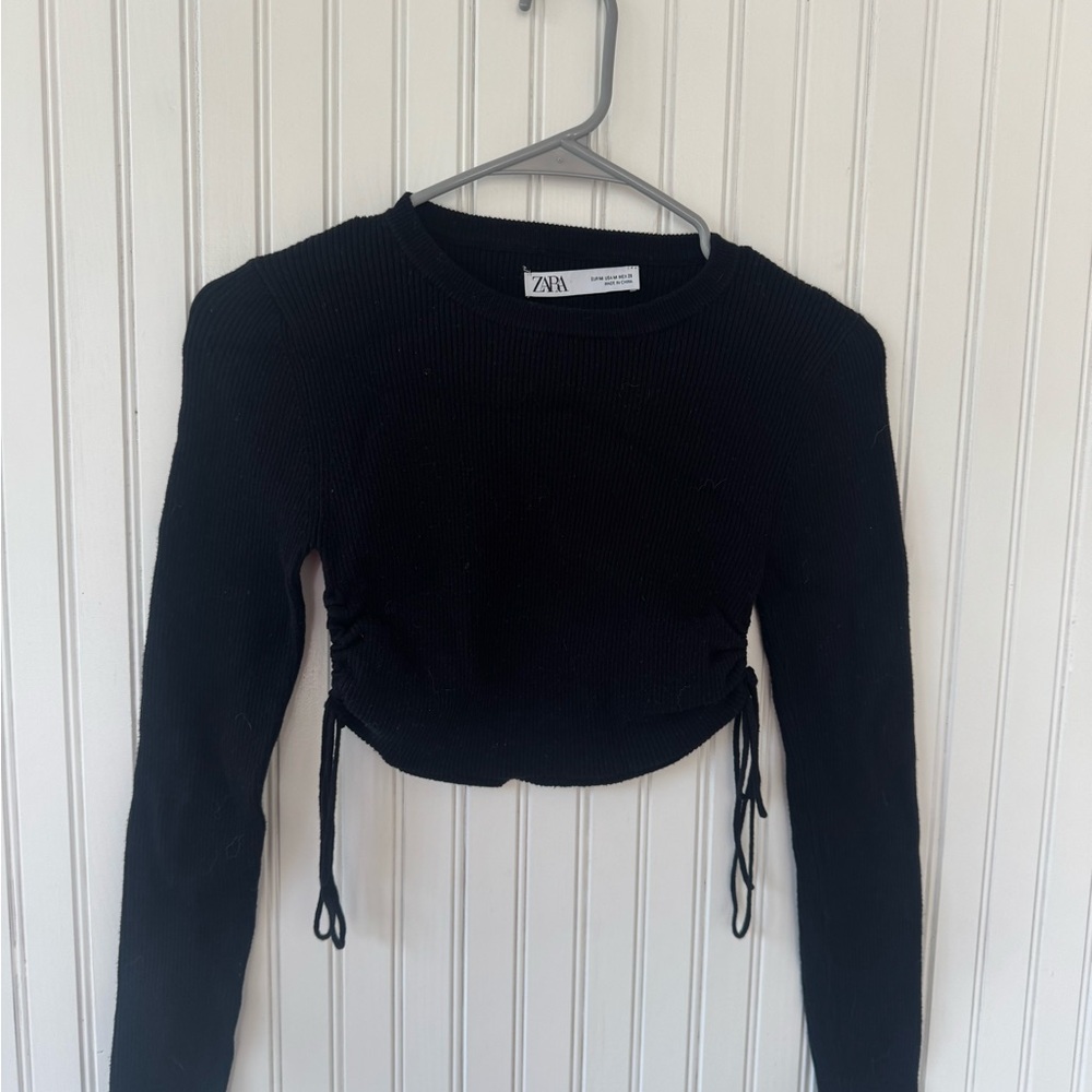 Zara Black Long Sleeve Crop Top